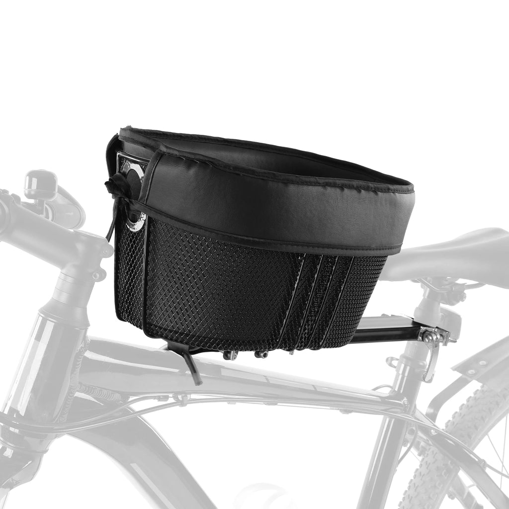 Dog Bike Basket Mountain Bike Shopping Basket Portable Cat and Dog Carrier for Bike Front Crossbar with Sponge Liner SafetyStrap