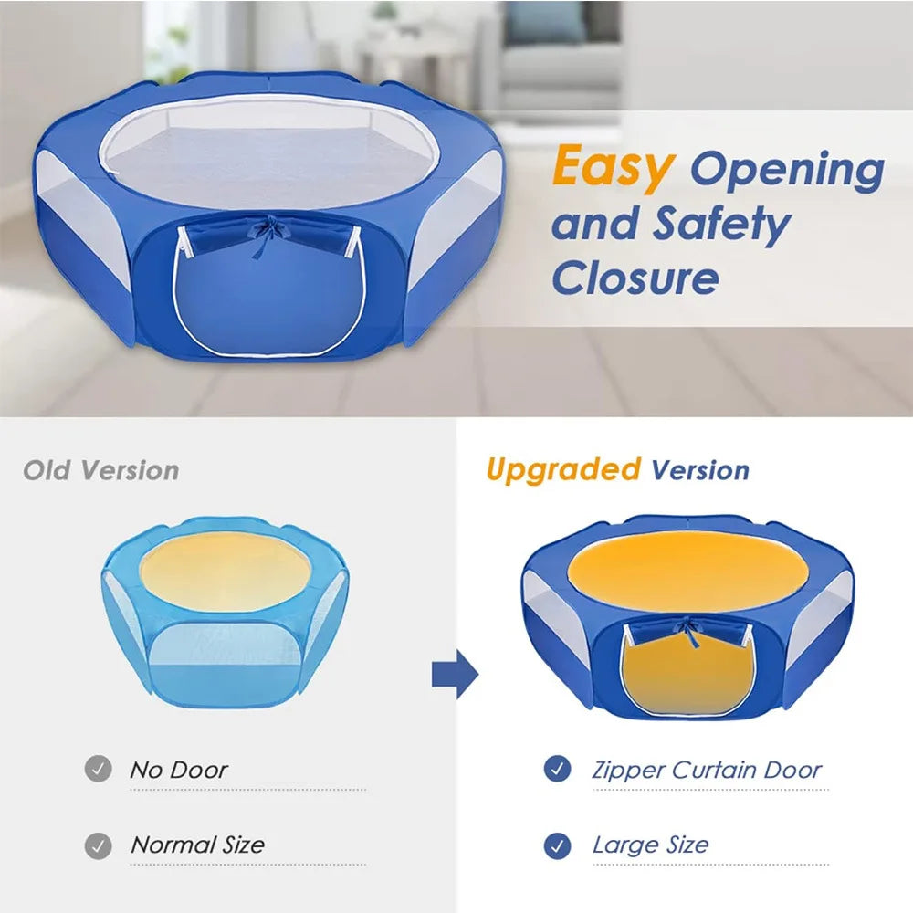 Animal Playpen Pet Portable Foldable Exercise Fence with Side Door Outdoors Pet Cage Tent for Cats/Dogs/Rabbits/Hamster