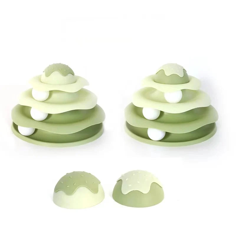 Cat Track Toys Three Layer Turntable Educational Play Track Tower Cat Teaser Toy Indoor Cat Supply Cat Toy Cat Teasing Artifact