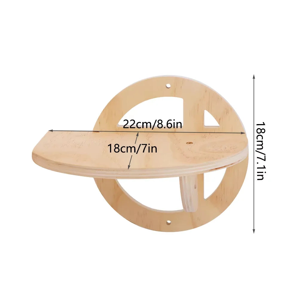 Circular Wooden Cat Wall Shelves Cat Play Furniture Sturdy Build Provide a Cozy and Trendy Spot for Cats to Lounge and Explore