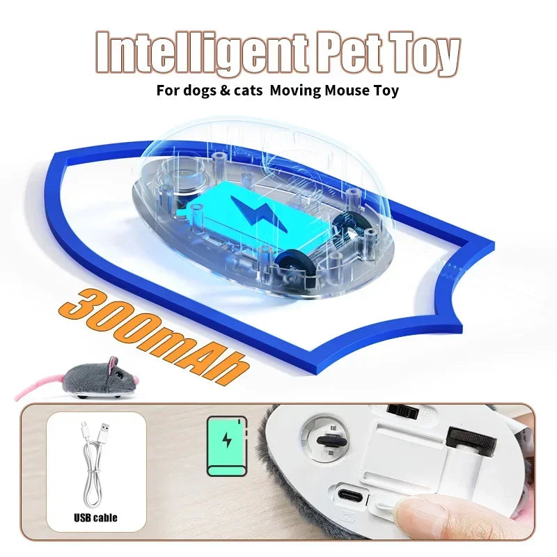Electric Interactive Mouse Cat Toys Funny Plush Toy Smart Pet Interactive Movement Toys Fast Moving Pet Cat Accessories