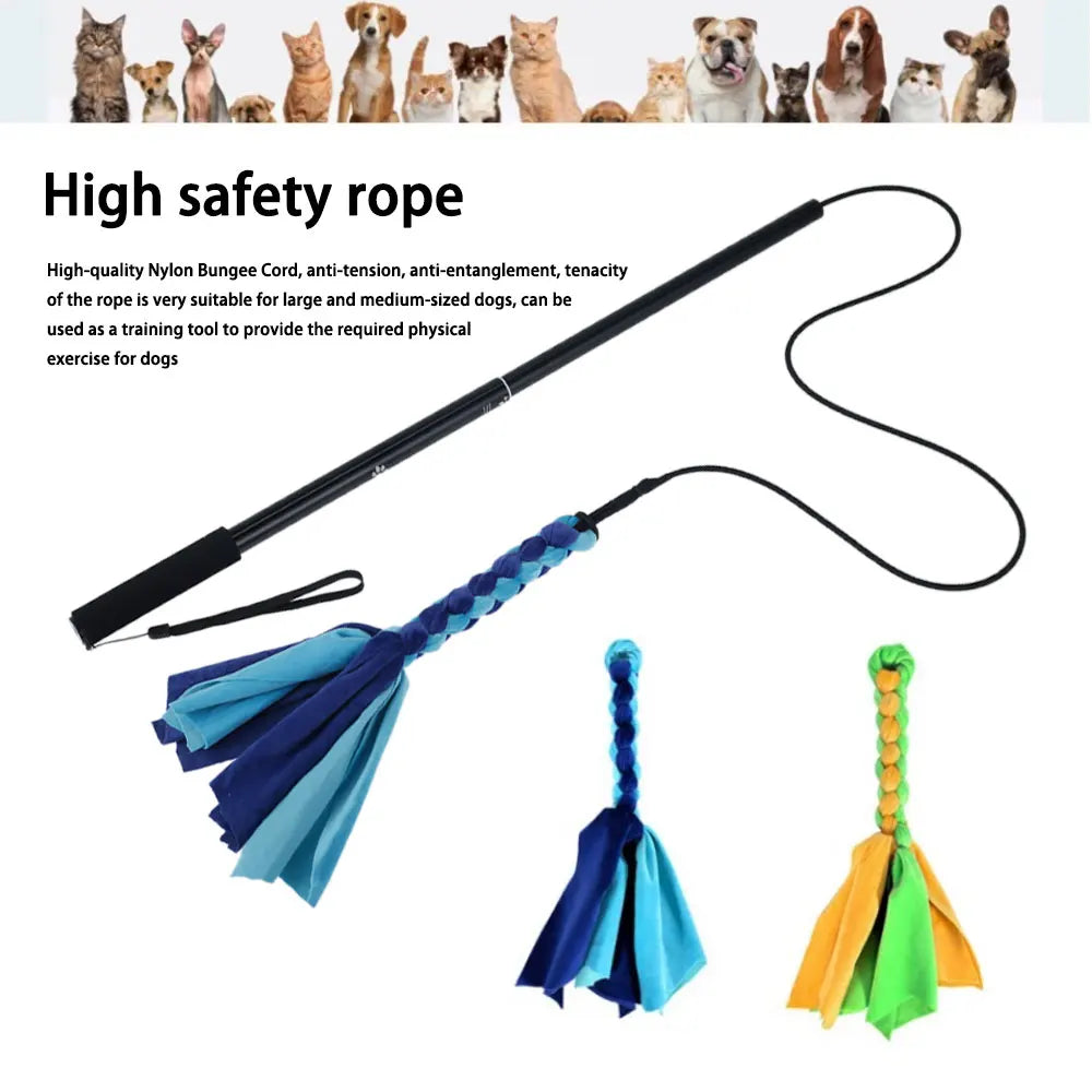 Dogs Flirt Lure Pole Stick Toys Pet Interactive Chasing Tail Teaser Wand Training Chewing Rope Cat Pet