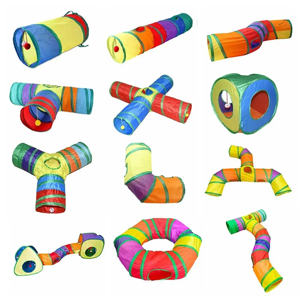 Foldable Cat Tunnel Tube Collapsible Cat Nest Pet Training Interactive Fun Play Toy Rabbit Guinea Pig Tent Maze Tunnel