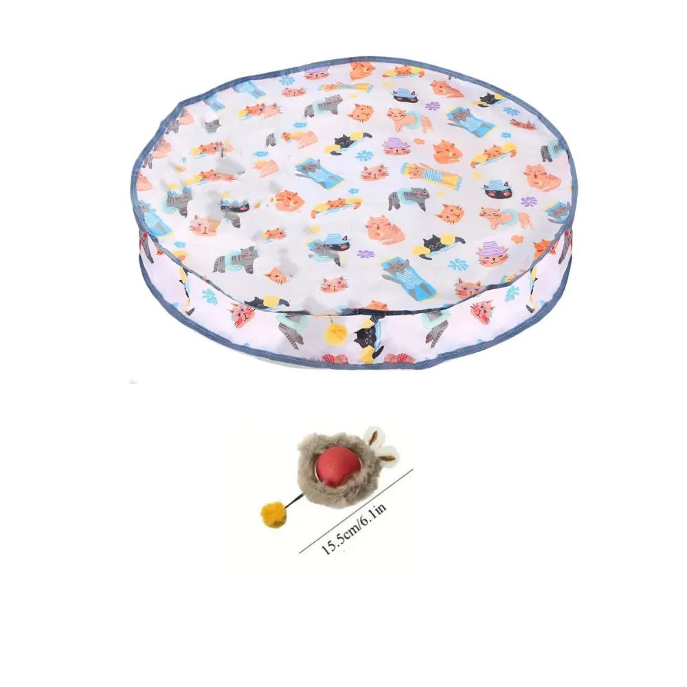 Interactive Cat Chase Toy with USB Rechargeable Rolling Balls - Durable Plastic & Soft Polyester, Cartoon Design for Exercise &