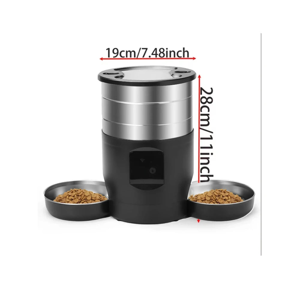 4.5L Ifi version pet feeder intelligent food dispenser with dual bowls, used for cat and dog dry goods accessories