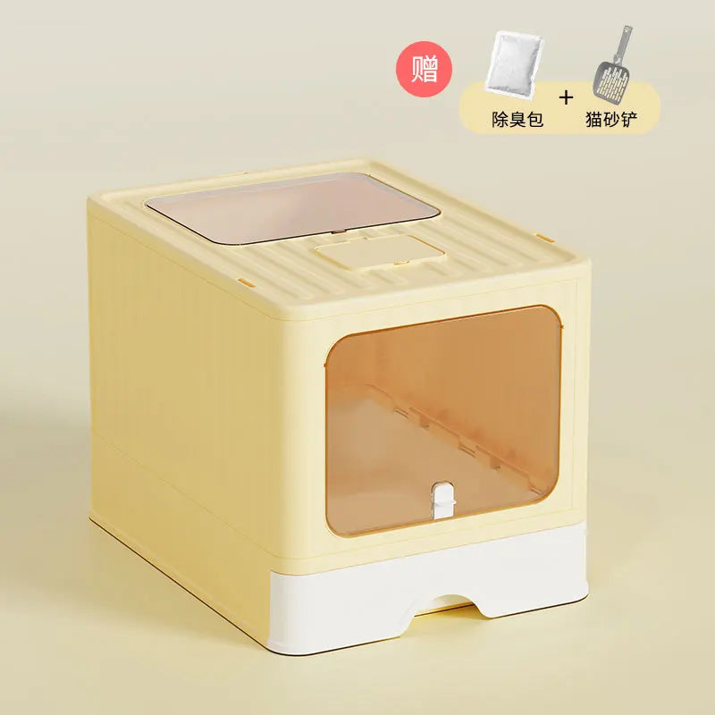 Extra Large Enclosed Cat Litter Box High Sided Anti Splash Tray with Odor Control Sealed Kitty Toilet with Deodorizer Cats