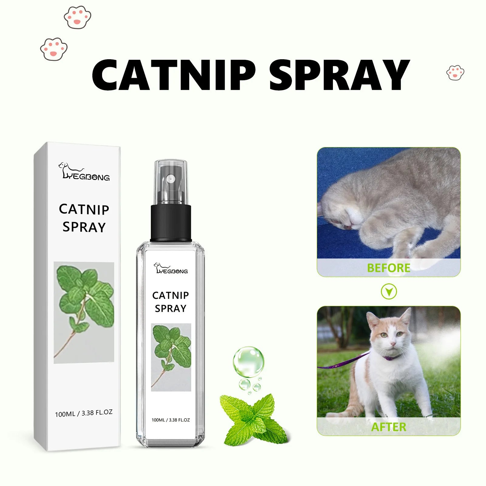 Catnip Spray for Cats with Pet Mint Mist Healthy Ingredients Scratching Pad Inducer Excite Entertain Soothing Training Repellent