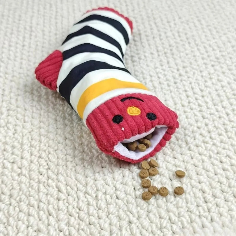 Cute Sound Making Pet Treat Dispenser Bite-Resistant Durable Chew Toy Squeaker Cartoon Socks Cat