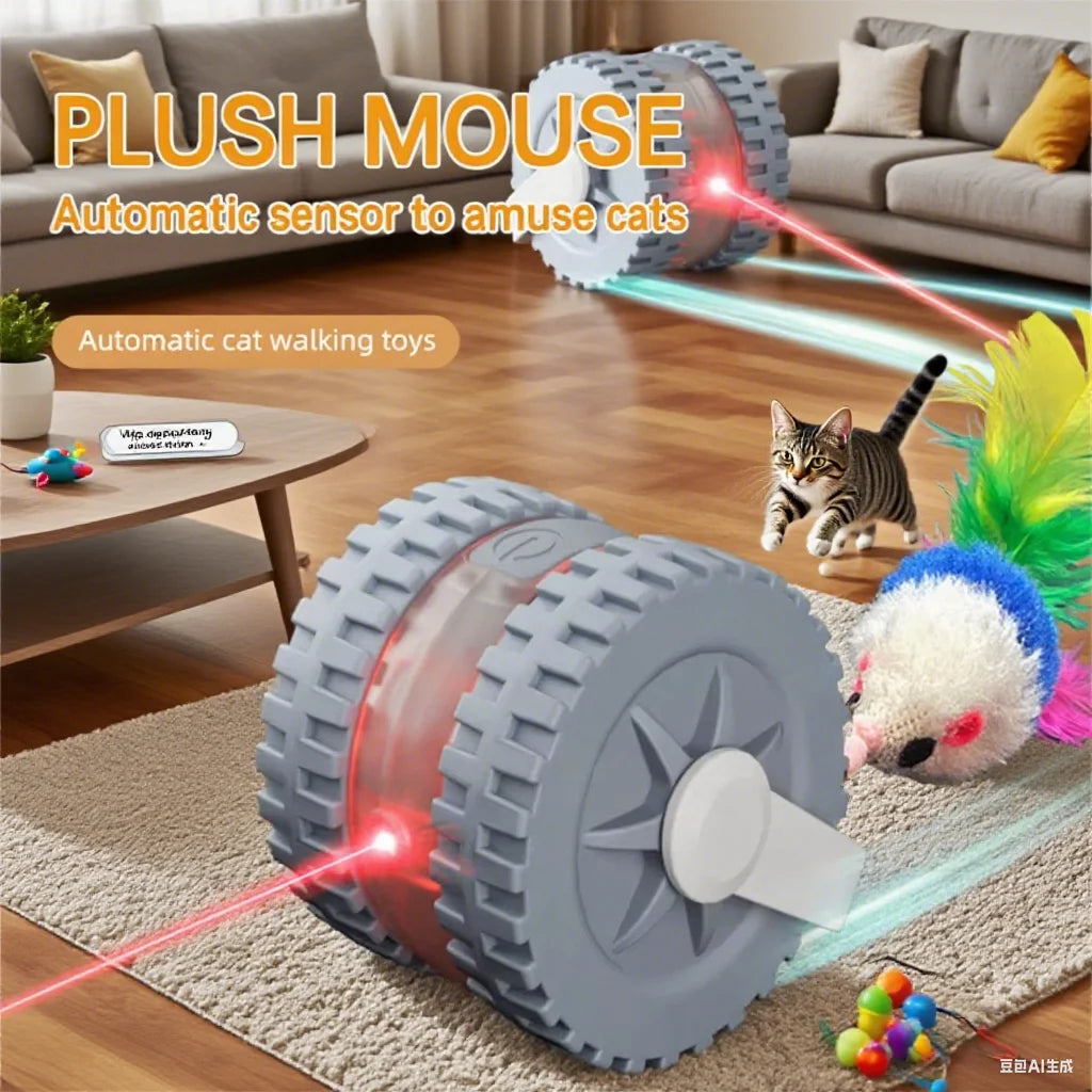 Cat Interactive Ball Toy, Automatic Rolling Ball with Tail, Rechargeable Smart Pet Interactive Toy, Intelligent Mouse for Cat