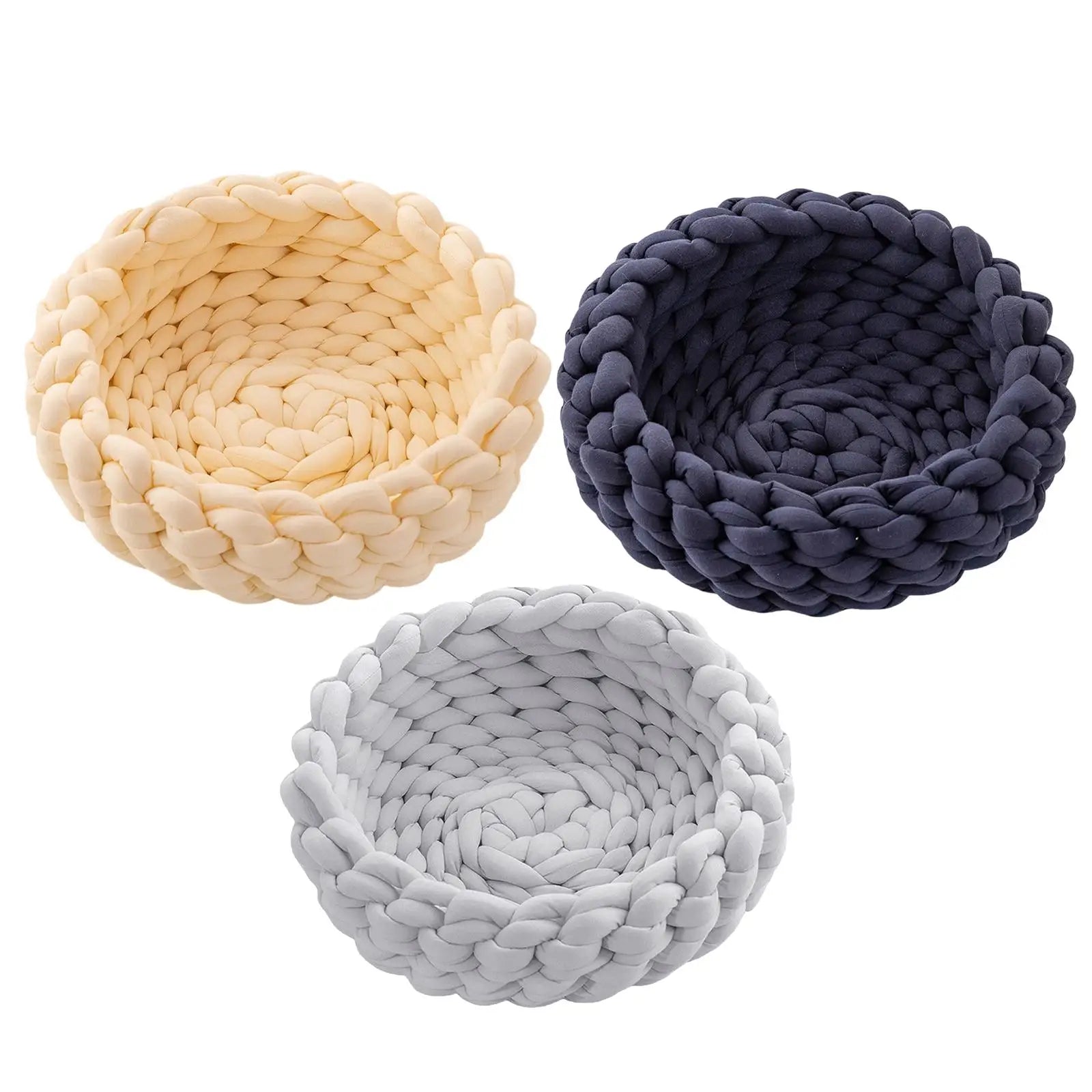 Handwoven Cat Nest Bed Non Slip Durable Round Shape Portable All Seasons Kitten Calming Bed Soft for Pet Supplies Small Dog