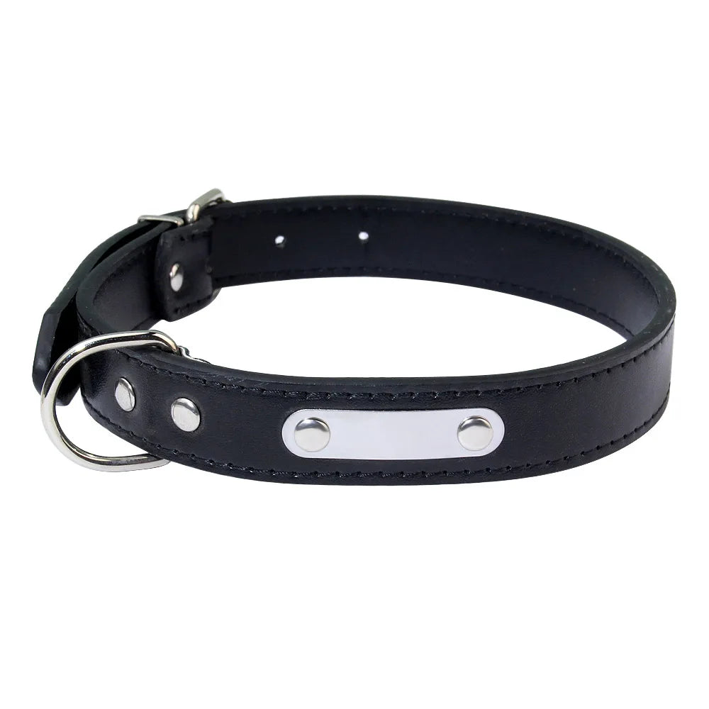 Customized PU Leather Dog Collar Soft Padded Dogs Collars Free Engraving Name for Small Medium Large Dogs Cat Adjustable XS-XL