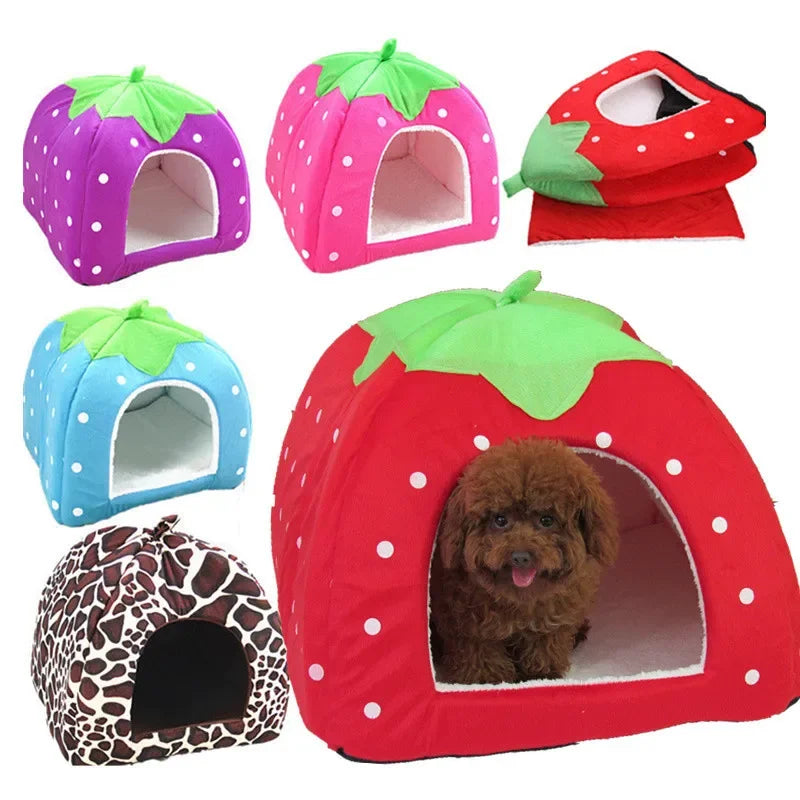 Cute Dog and Cat Supplies - Soft Pink Washable Cushion Baskets, Warm Bed House for Puppy, Rabbit Home, Kennel