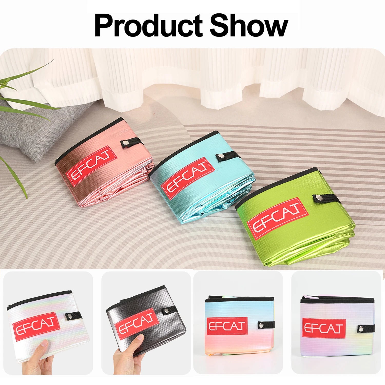 EFCAT Portable Cat Simple Litter Box With Cover Foldable Waterproof Large Size Outdoor Pet Kitten Travel Toilet