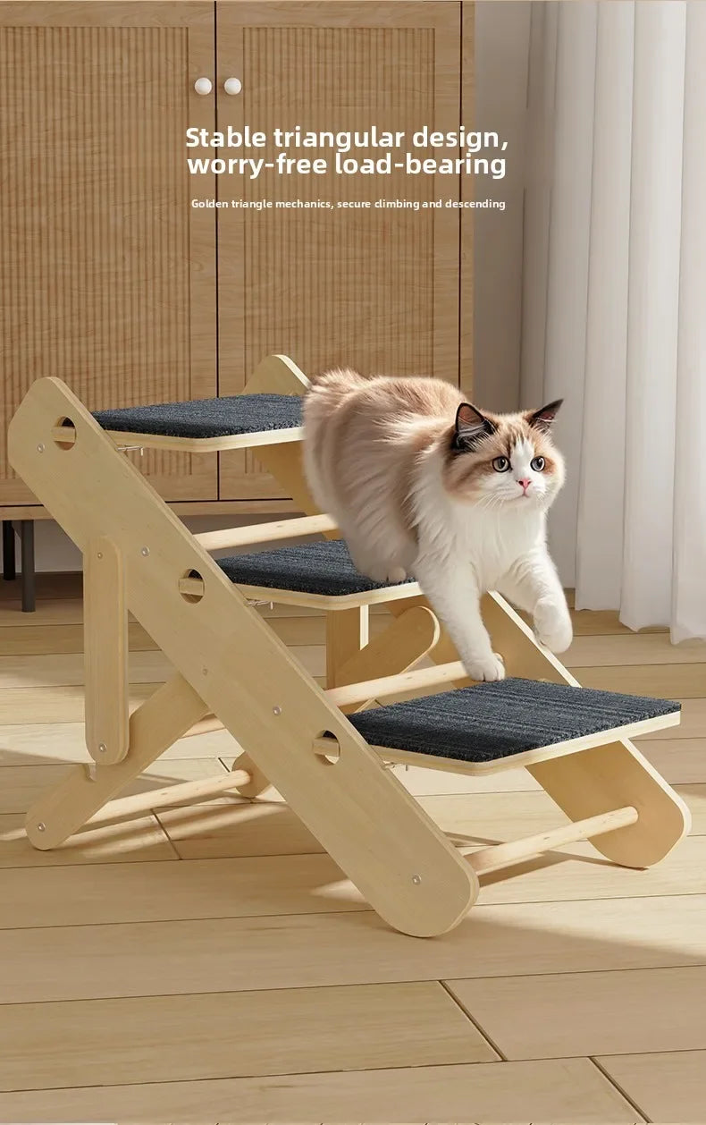 Foldable Puppy Stairs Multi-Functional Ramp for Dogs Cat Scratching Board Pet Dog Stairs Portable Climbing Wear-Resistant Ladder