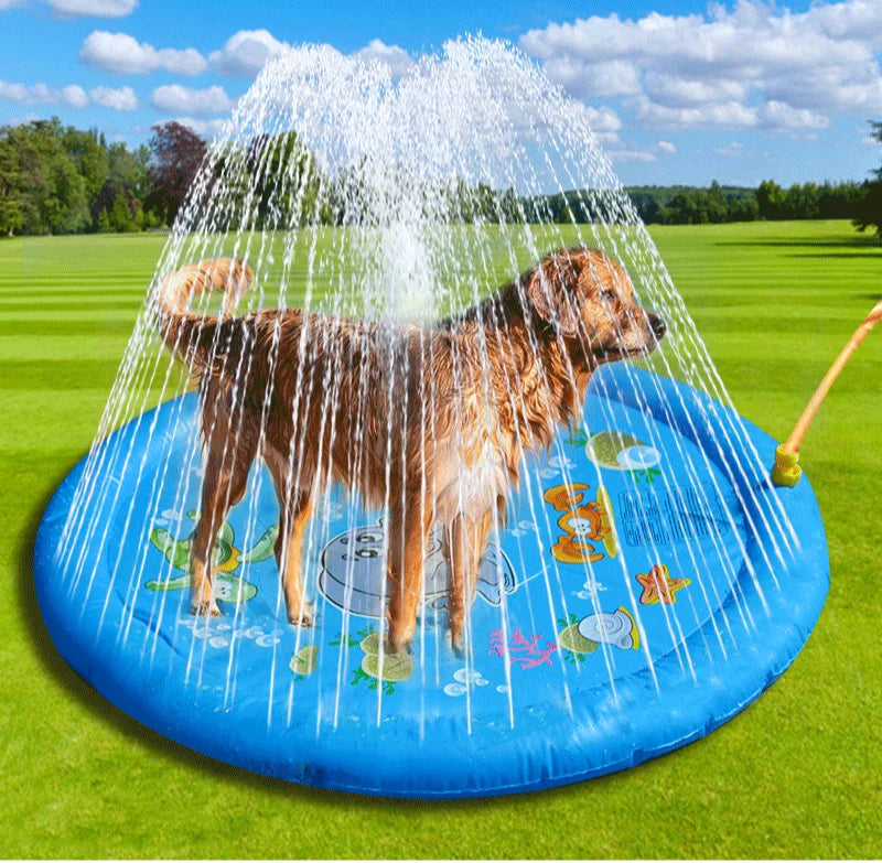 100/170cm Children's Pet Inflatable Water Spray Pad Outdoor Game Dog Interactive Water Spray Toy Outdoor Lawn Water Play Pad