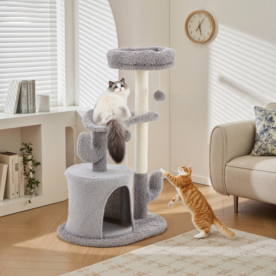 Small Cat Tree Tower, 33 Cat Scratching Post With Curved Bed - Get It for Your Pets - Pet Store
