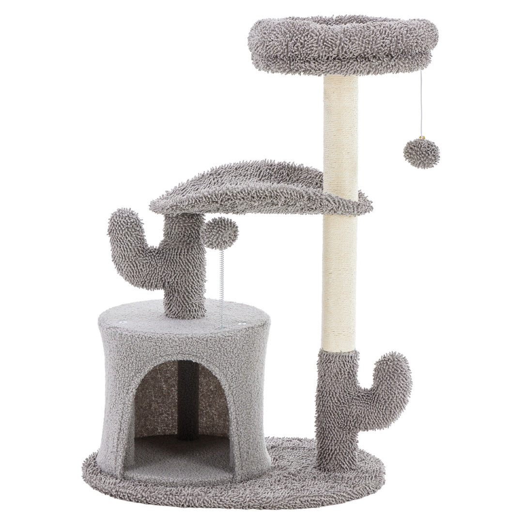 Small Cat Tree Tower, 33 Cat Scratching Post With Curved Bed - Get It for Your Pets - Pet Store