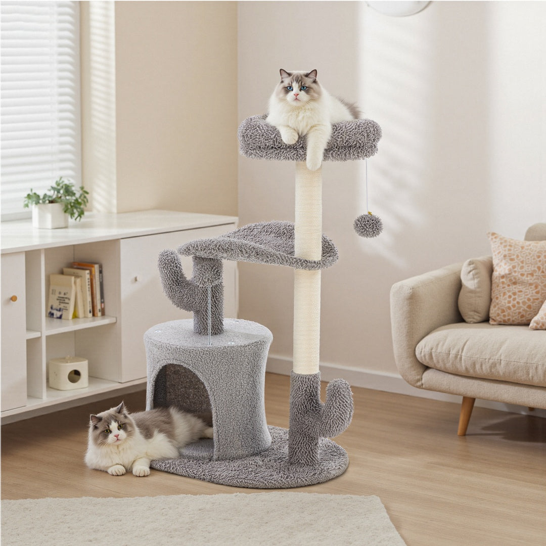 Small Cat Tree Tower, 33 Cat Scratching Post With Curved Bed - Get It for Your Pets - Pet Store