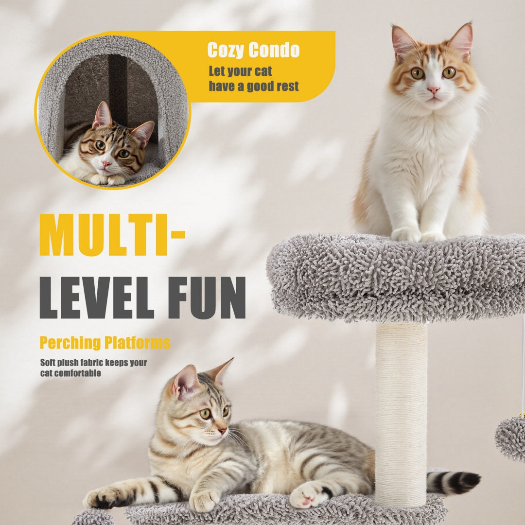 Small Cat Tree Tower, 33 Cat Scratching Post With Curved Bed - Get It for Your Pets - Pet Store