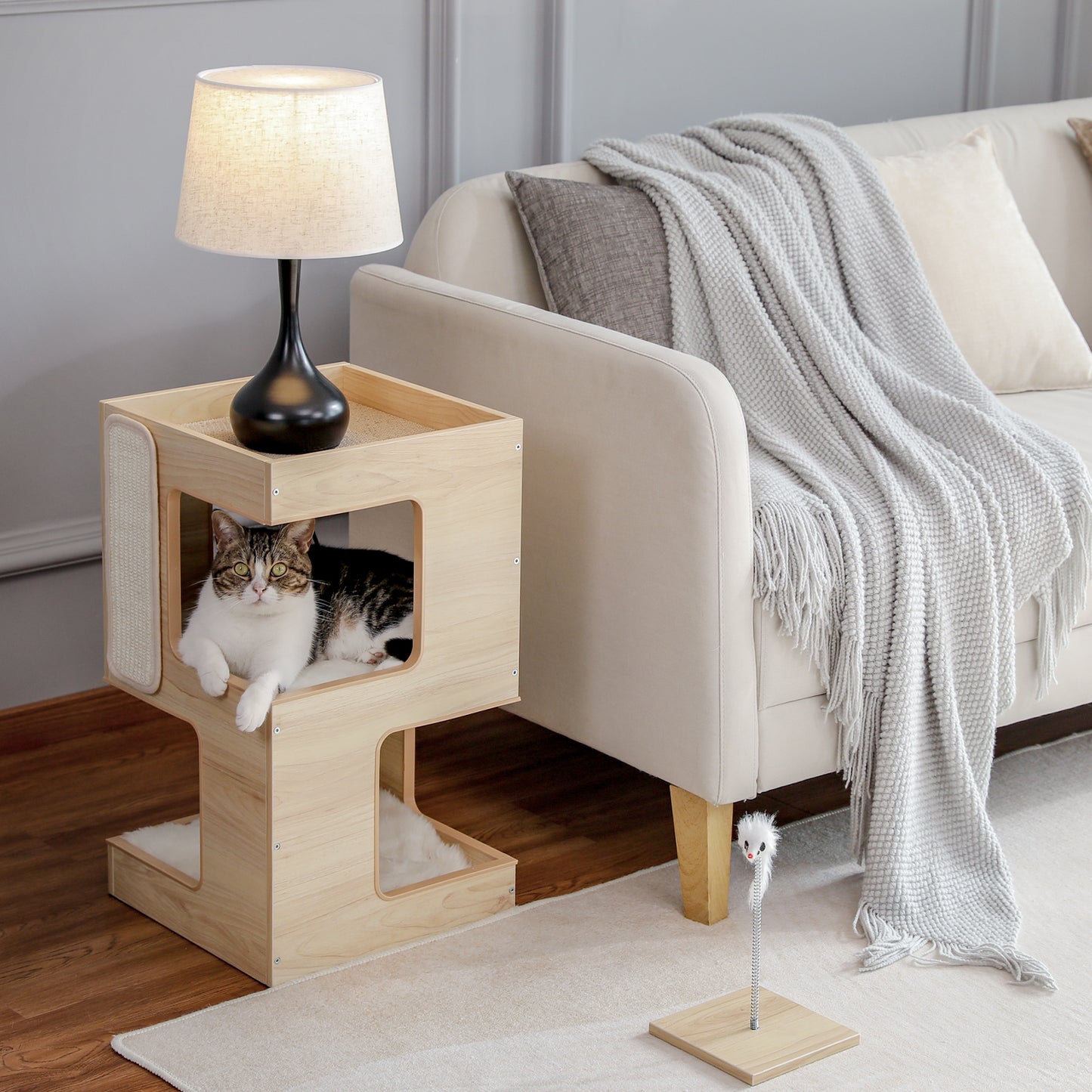 Solid Wood Double Layer No Trace Stickers Sisal Cat Nest - Get It for Your Pets
