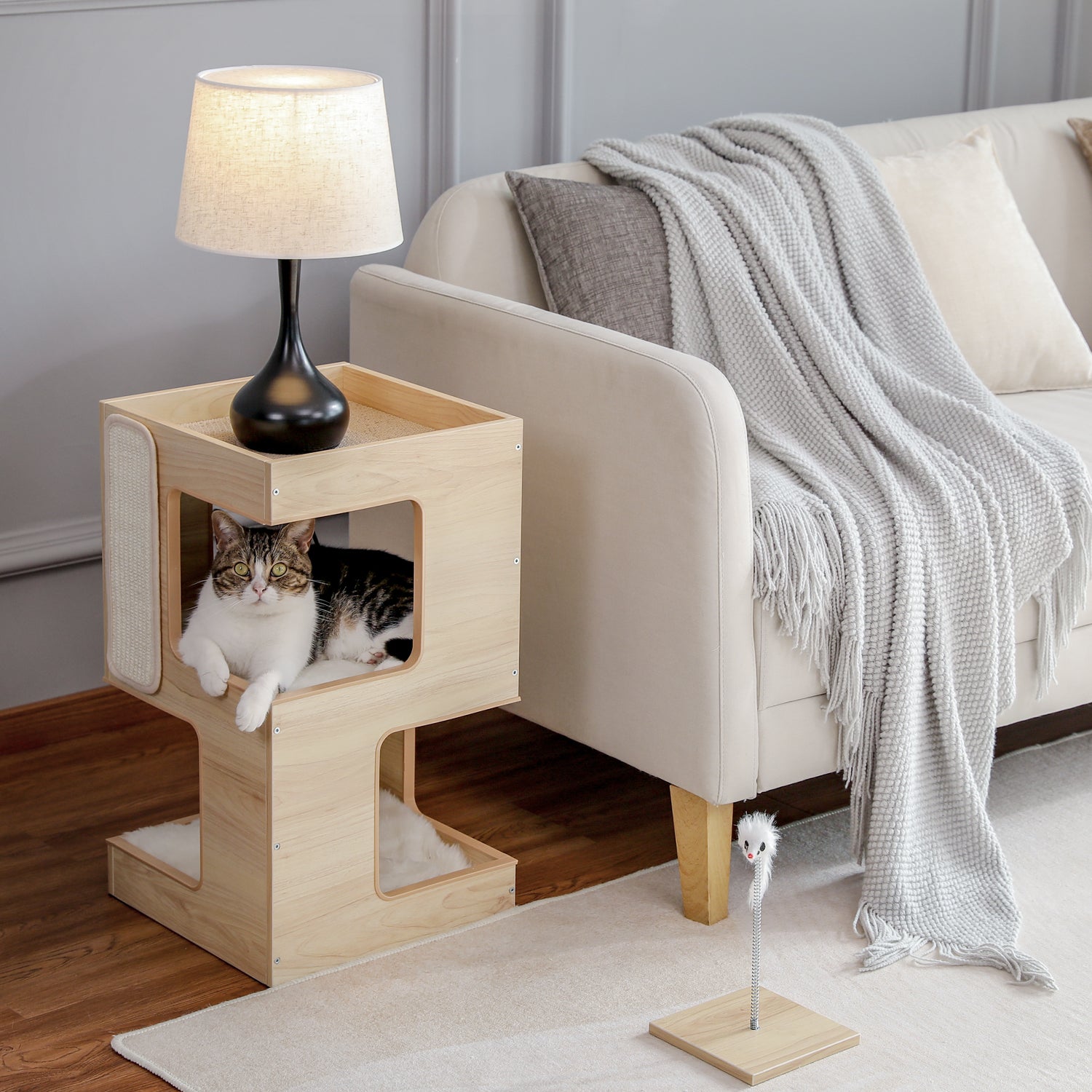 Solid Wood Double Layer No Trace Stickers Sisal Cat Nest - Get It for Your Pets