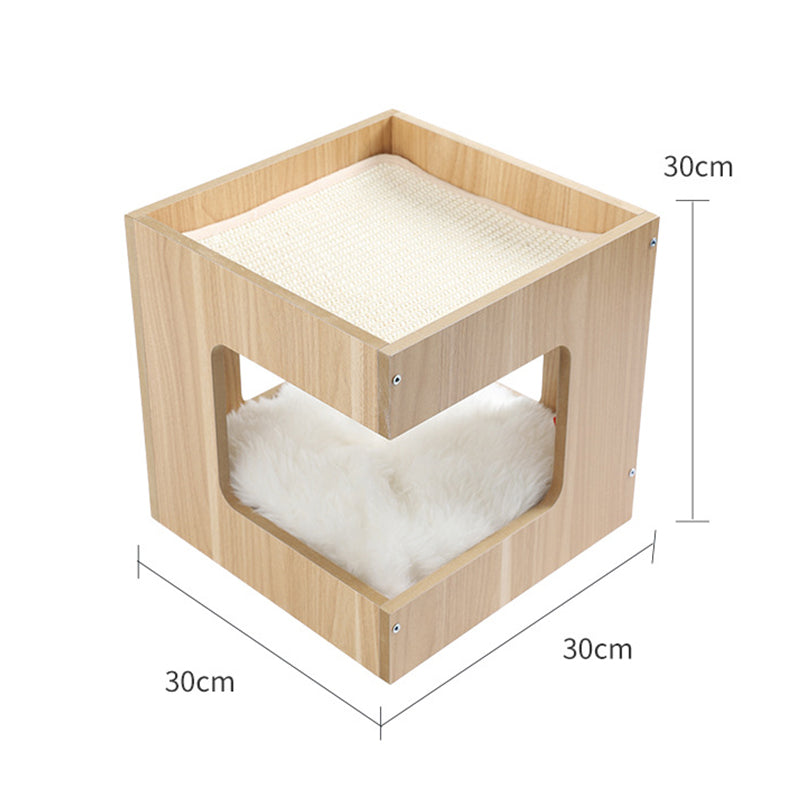 Solid Wood Double Layer No Trace Stickers Sisal Cat Nest - Get It for Your Pets