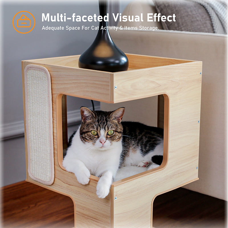 Solid Wood Double Layer No Trace Stickers Sisal Cat Nest - Get It for Your Pets