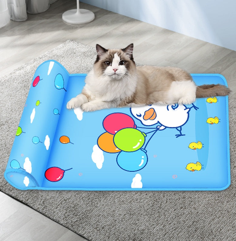 Summer Cooling Dog Mat With Pillow For Dog Cat Breathable Ice Pad Washable Sofa Breathable Print Cooling Pet Dog Bed For Dogs - Get It for Your Pets - Pet Store