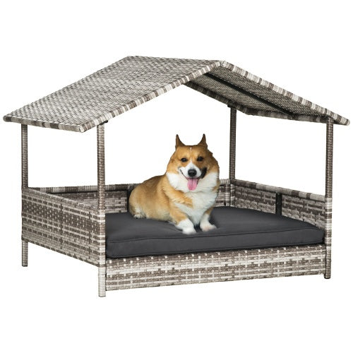The Rattan Dog House Outdoor With Canopy Is Suitable For Small And Medium-sized Dogs - Get It for Your Pets - Pet Store