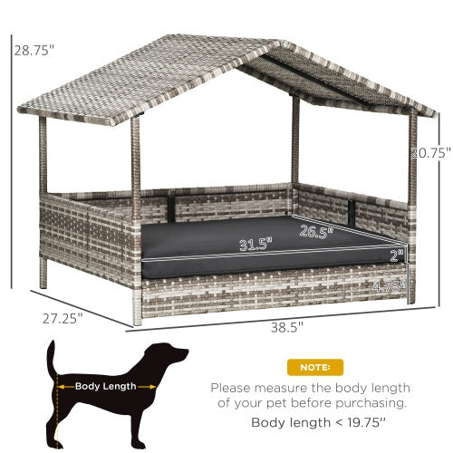 The Rattan Dog House Outdoor With Canopy Is Suitable For Small And Medium-sized Dogs - Get It for Your Pets - Pet Store