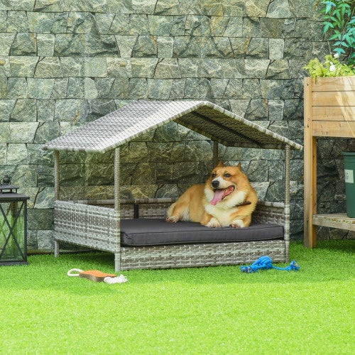 The Rattan Dog House Outdoor With Canopy Is Suitable For Small And Medium-sized Dogs - Get It for Your Pets - Pet Store