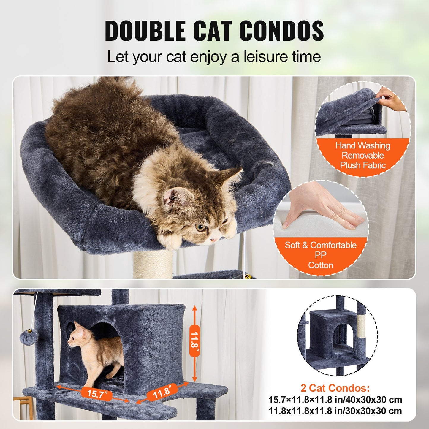 VEVOR Cat Tree Cat Tower With Cat Condos Sisal Scratching Post Dark Grey - Get It for Your Pets - Pet Store