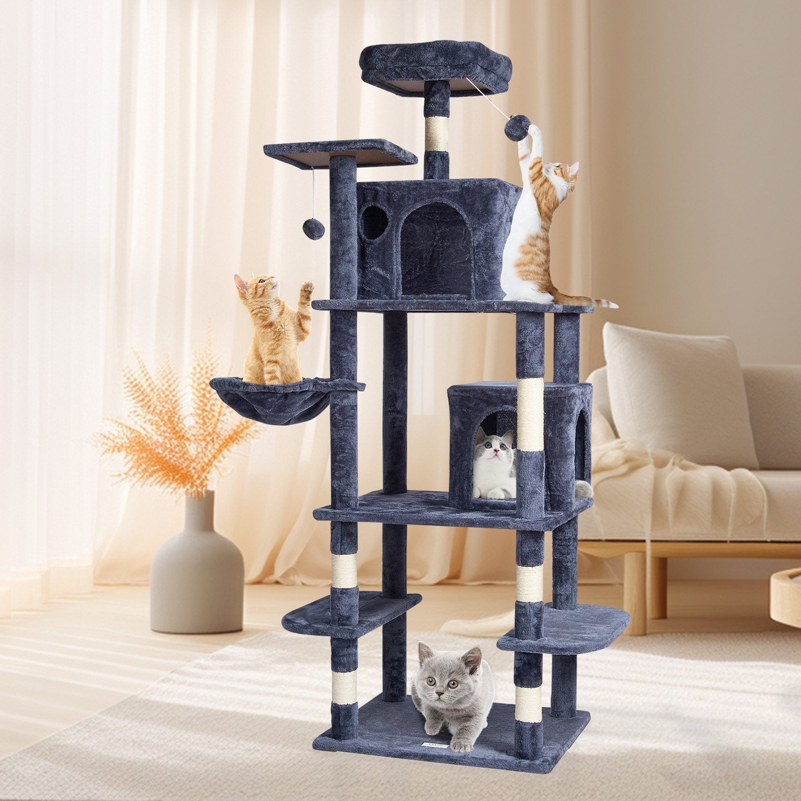 VEVOR Cat Tree Cat Tower With Cat Condos Sisal Scratching Post Dark Grey - Get It for Your Pets - Pet Store