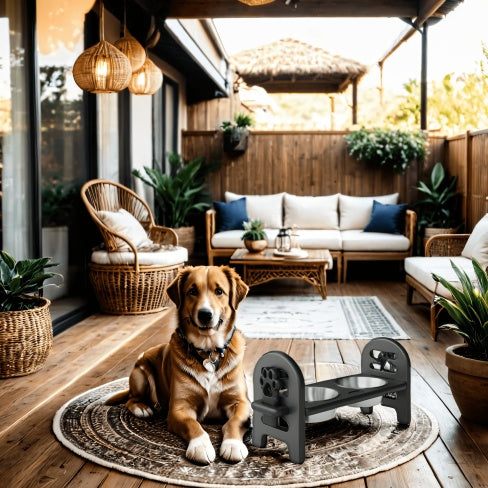 White Adjustable Pet Bowl Travel Ready HDPE Durable Poly Lumber Recycled - Get It for Your Pets - Pet Store