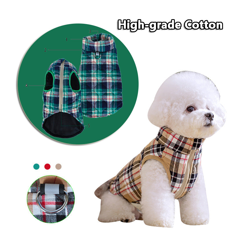 Winter Pet Dog Clothes Heavy Cotton Pet Clothes Jacket Plaid Zipper Down Jacket Pets Supplies - Get It for Your Pets - Pet Store