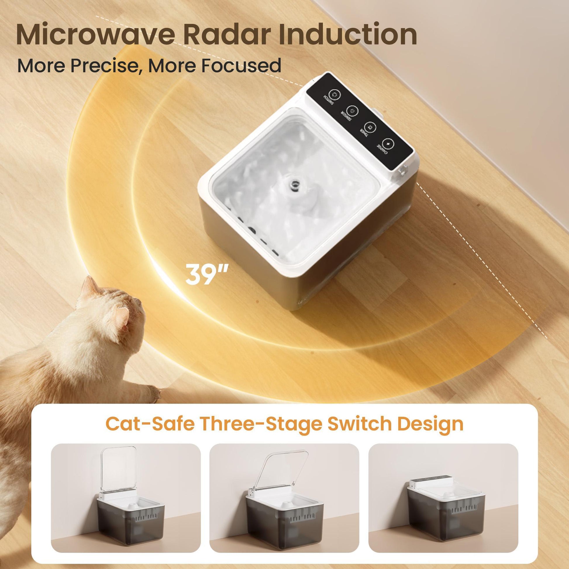 Wireless Charging Battery Driven 304 Stainless Steel Cat Automatic Induction Pet Water Fountain - Get It for Your Pets - Pet Store