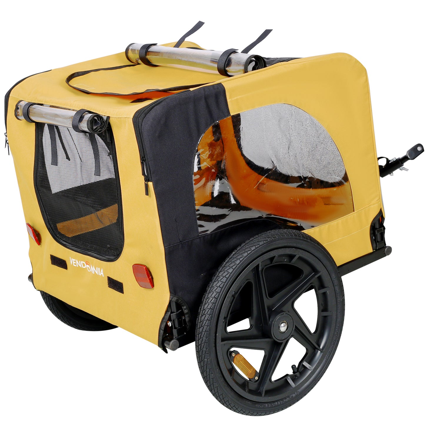 Yellow Outdoor Heavy Duty Foldable Practical Pet Stroller Dog Carrier With Bicycle Tow - Get It for Your Pets - Pet Store