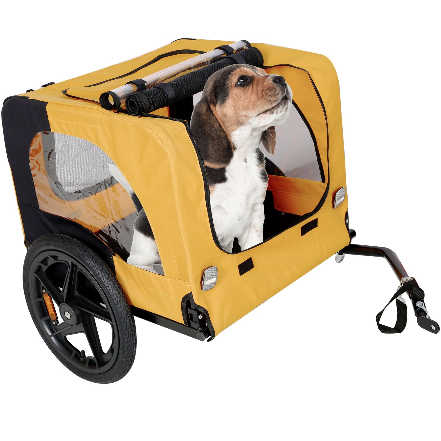 Yellow Outdoor Heavy Duty Foldable Practical Pet Stroller Dog Carrier With Bicycle Tow - Get It for Your Pets - Pet Store