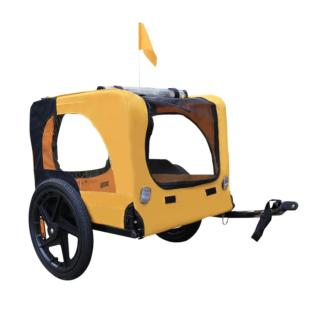 Yellow Outdoor Heavy Duty Foldable Practical Pet Stroller Dog Carrier With Bicycle Tow - Get It for Your Pets - Pet Store