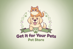 Cartoon cat and dog logo with Pet Store